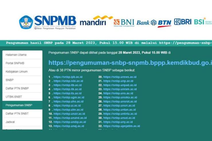 Link Website Resmi SNPMB BPPP untuk Seleksi Masuk PTN 2023 (Sumber: Yandex)